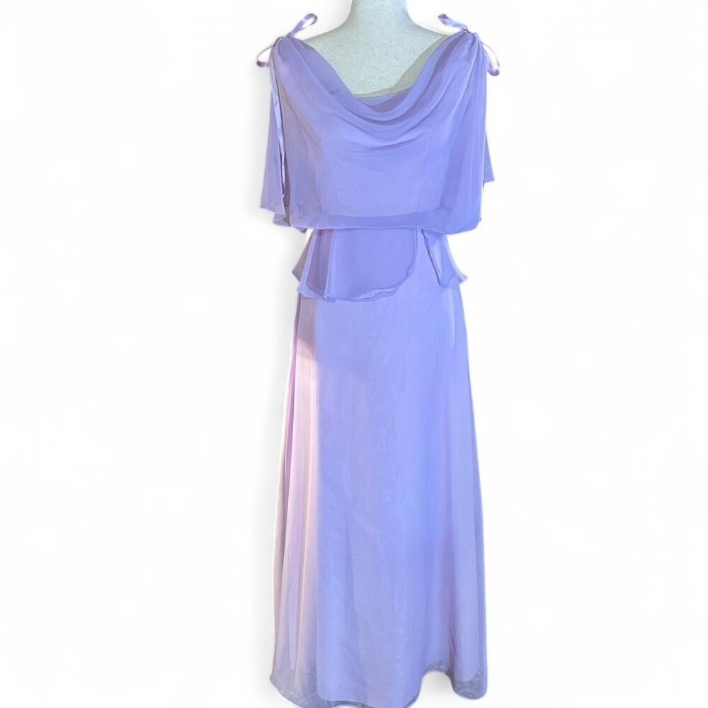 60s Lavender Chiffon Cowl Neck Union Made Formal Gown